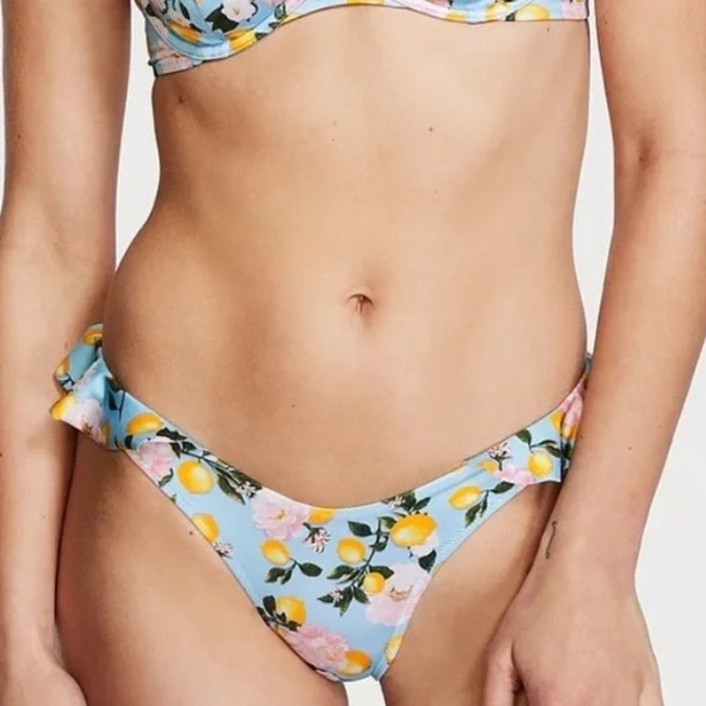 Victoria's Secret Blue Lemon Floral Bikini Bottom